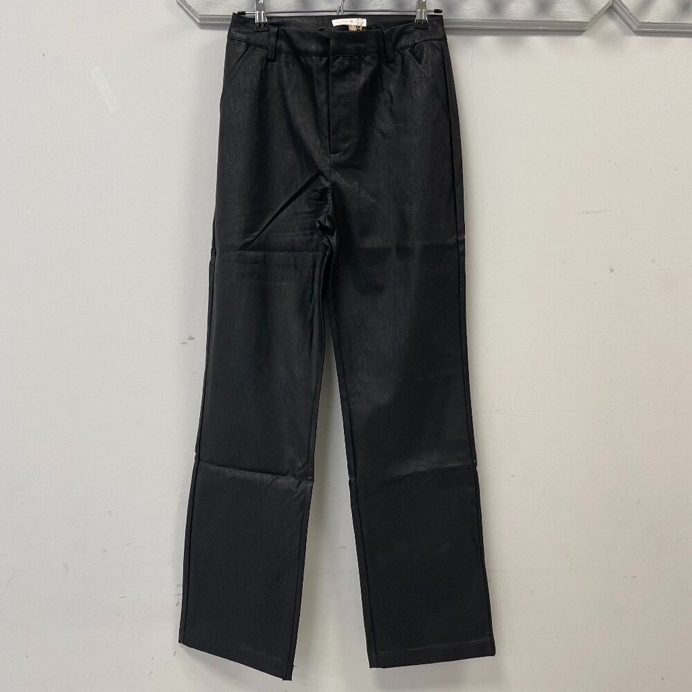 Backyard Roses Kendall Faux Leather Pants in Black - Size Small - NWT